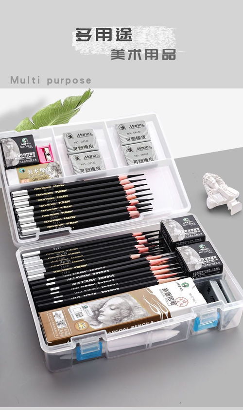 大容量素描笔盒铅笔美术生收纳专用盒子工具双层用品文具绘画透明